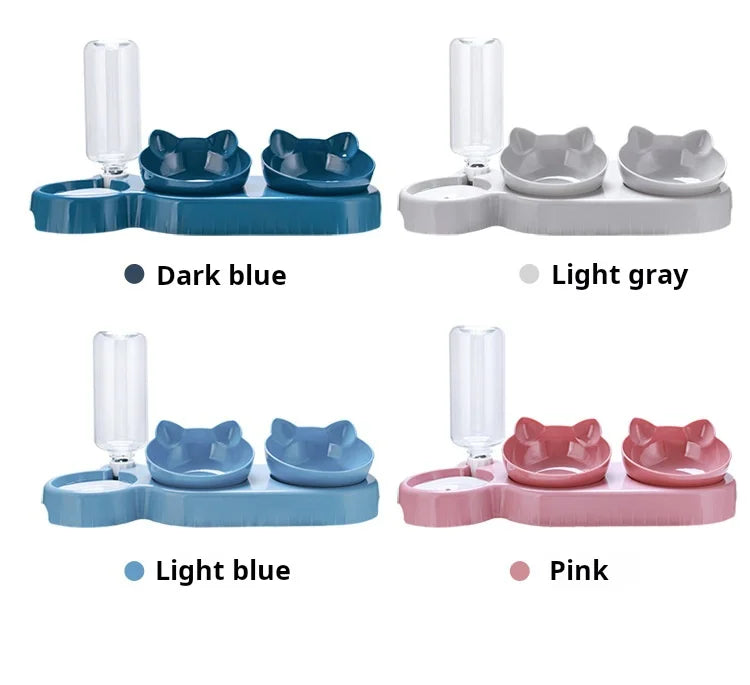 Tilted Pet Bowl Set with Gravity Water Feeder