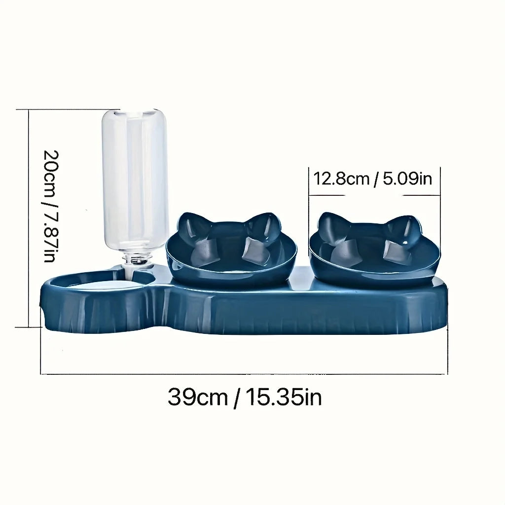 Tilted Pet Bowl Set with Gravity Water Feeder