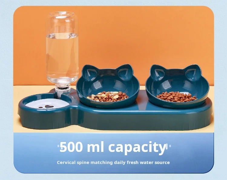 Tilted Pet Bowl Set with Gravity Water Feeder