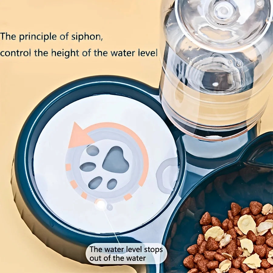 Tilted Pet Bowl Set with Gravity Water Feeder