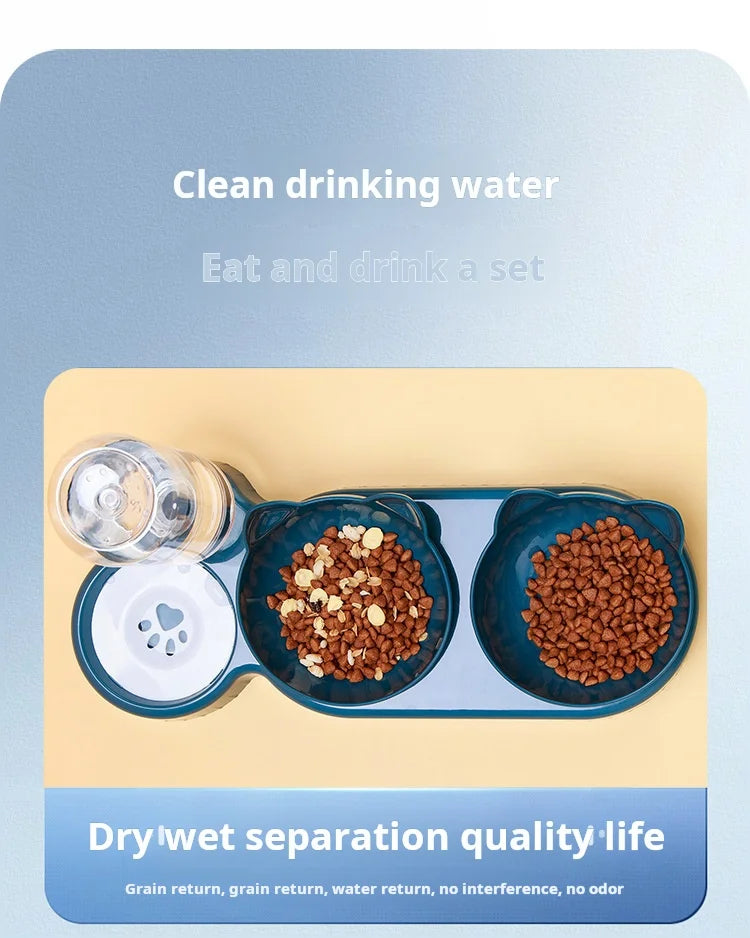 Tilted Pet Bowl Set with Gravity Water Feeder