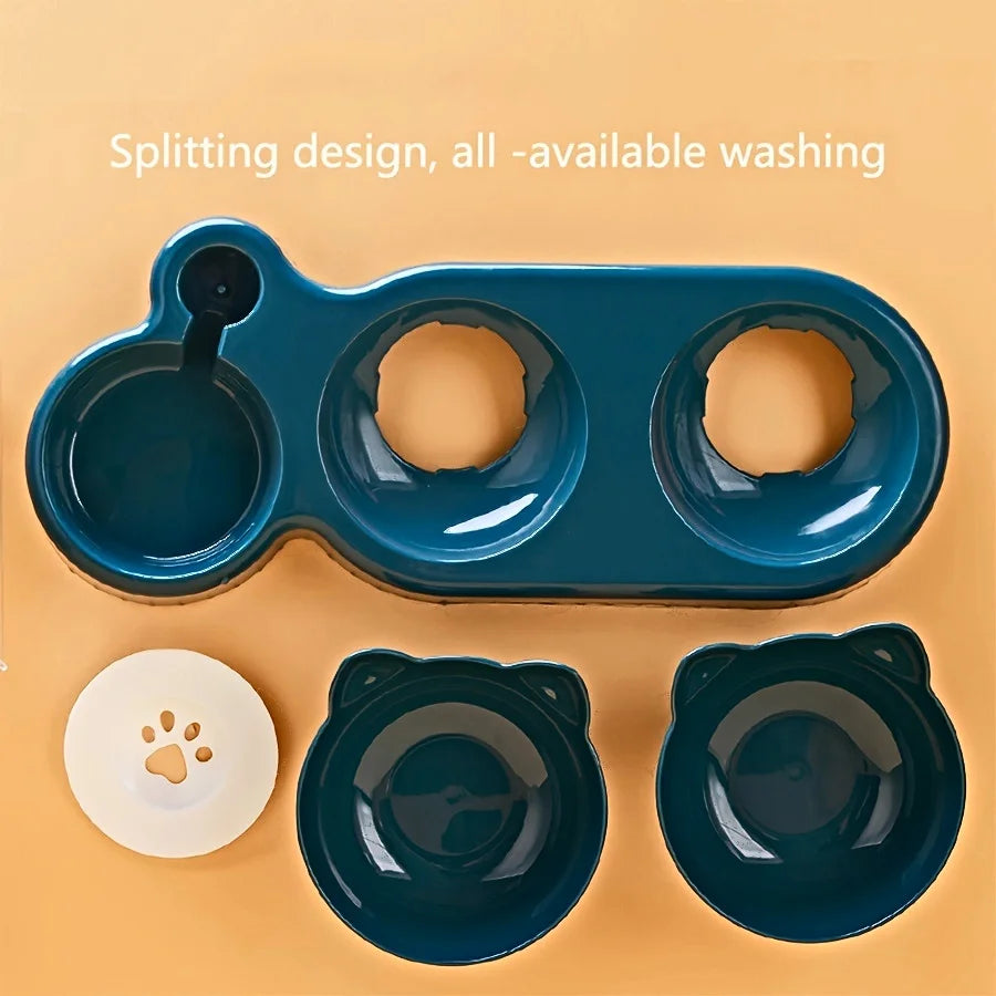 Tilted Pet Bowl Set with Gravity Water Feeder